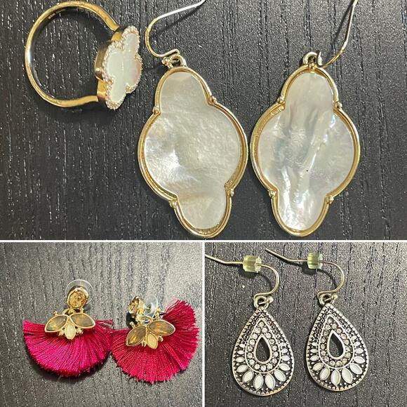Earring/Ring Jewelry Bundle - Three pairrs of earrings and a ring - Picture 1 of 6